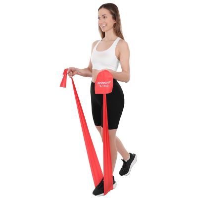 15. TAŚMA TRENINGOWA DO ĆWICZEŃ PILATES 2000x150x0,30MM 9-11KG CZERWONA