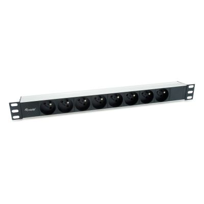 Equip 333313 rozdzielacz zasilania PDU 8 x gniazdo sieciowe 1U Czarny, Srebrny