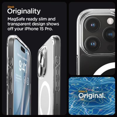 10. Etui Spigen Ultra Hybrid Mag z MagSafe na iPhone 15 Pro - przezroczysto-matowe