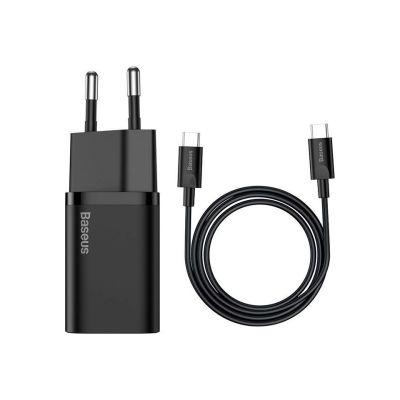 2. BASEUS ŁADOWARKA SIECIOWA Z KABLEM USB-C DO USB-C TZCCSUP-L01 SUPER SI 1C 25W CZARNA