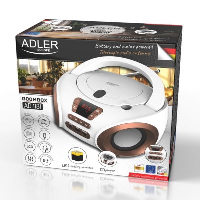 8. Odtwarzacz CD/MP3 (boombox) ADLER AD 1181wc