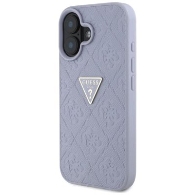 2. Etui Guess Hot Stamp 4G Pattern Triangle Metal Logo na iPhone 16 - fioletowe
