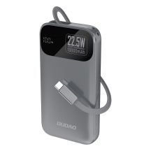 Powerbank Dudao K31 10000 mAh 22,5W PD z wbudowanym kablem - szary