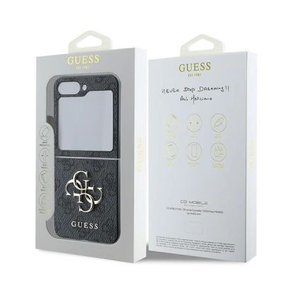 8. Etui Guess Leather 4G Metal Logo na Samsung Galaxy Z Flip 6 - czarne