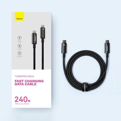 6. Kabel Baseus CAWJ040001 USB-C - USB-C 240W 480Mb/s 1m - czarny