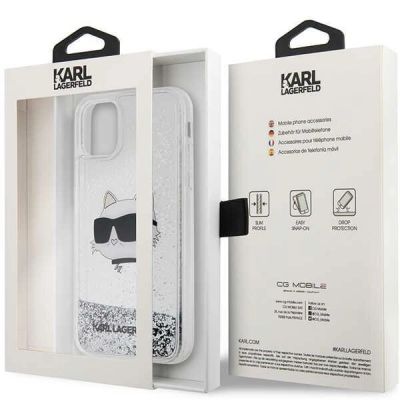 8. Etui Karl Lagerfeld Glitter Choupette Head na iPhone 11 / Xr - srebrne