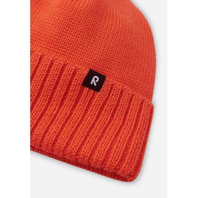 4. Czapka zimowa dziecięca Reima Beanie Kalotti Red Orange Junior z certyfikowanej wełny pomarańczowa (5300232A-2820)