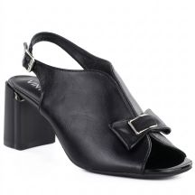 Sandały damskie na słupku z kokardką czarne Jezzi  RMR25112-3