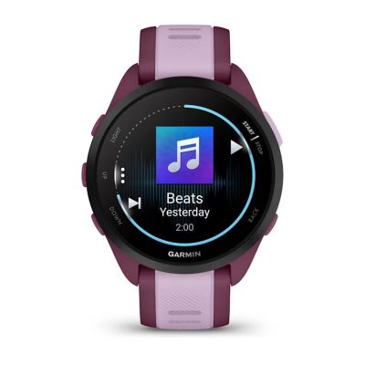 4. Zegarek sportowy Garmin Forerunner 165 Music AMOLED 43mm Berry Lilac