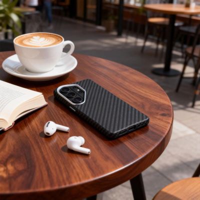 5. Etui Tech-Protect Ion Carbon MagSafe na Samsung Galaxy S26 Ultra - czarno-srebrne