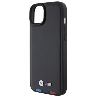 6. Etui BMW Leather Stamp Tricolor do iPhone 15 Plus - czarne