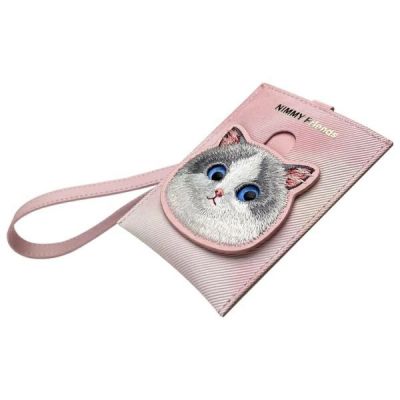 7. Zestaw Nimmy Big Eyed Pet 2.0 Cat 3w1 torebka na telefon + portfel + etui na lokalizator - różowy