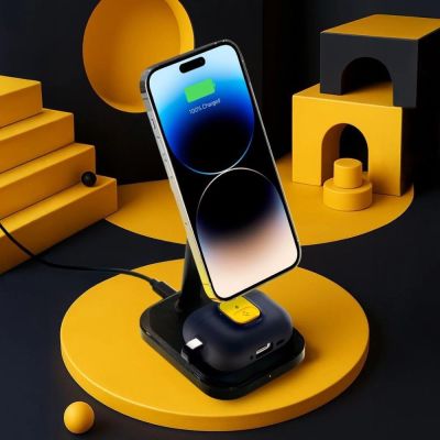2. Etui Spigen Nano Pop na AirPods Pro 3 - granatowo-żółte