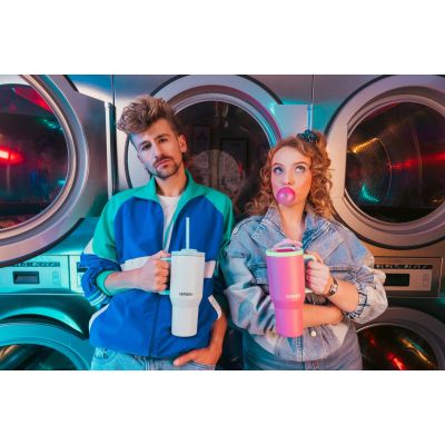 16. Kubek termiczny z teleskopową słomką Kambukka Rio Tumbler 950ml Frosty Coconut