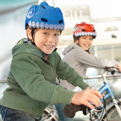 6. Kask rowerowy dziecięcy Wozinsky  motyw dinozaur 52-56 cm - niebieski