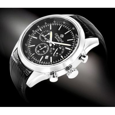 2. Zegarek Męski Giewont Chronograph Sapphire Srebrno Czarny GW7650-A2