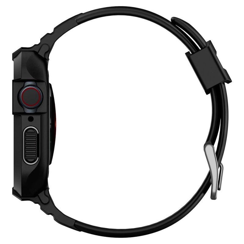 4. Etui z paskiem Spigen Rugged Armor Pro na Apple Watch 4 / 5 / 6 / 7 / 8 / SE (44/45 mm) - czarne