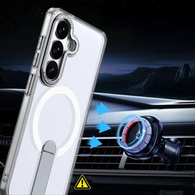 6. Etui Hybrid Armor X na Samsung Galaxy S26 z podstawką kompatybilne z MagSafe - przezroczyste