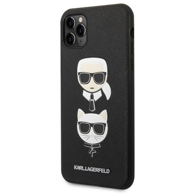 2. Etui Karl Lagerfeld Saffiano Karl&Choupette Head na iPhone 11 Pro Max - czarne
