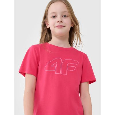 3. T-shirt regular z nadrukiem dziewczęcy 4F 4FJWSS25TTSHF2176-55S