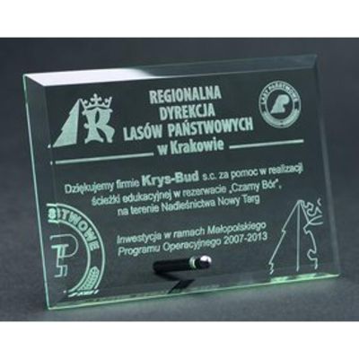 Trofeum szklane grawerowane