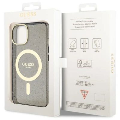 8. Etui Guess Glitter Gold MagSafe na iPhone 14 Plus - czarne