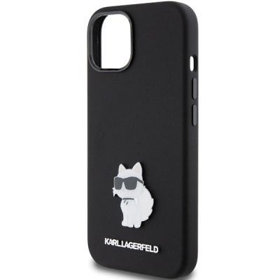 6. Etui Karl Lagerfeld Silicone Choupette Metal Pin na iPhone 15 Plus / 14 Plus - czarne