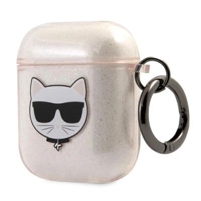3. Etui Karl Lagerfeld Glitter Choupette na AirPods 1 / 2 - złote