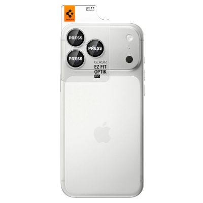 3. Szkło hartowane na aparat Spigen Optik Pro GLAS.TR EZ FIT 2-Pack na iPhone 18 Pro / 18 Pro Max - srebrne