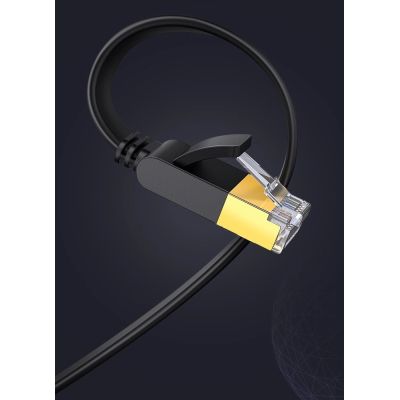 22. Ugreen płaski kabel przewód internetowy sieciowy Ethernet patchcord RJ45 Cat 7 STP LAN 10 Gbps 10 m czarny (NW106 11265)