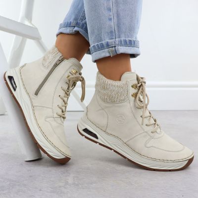 5. Botki damskie ocieplane trapery beżowe Rieker 44555-60