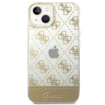 3. Etui Guess 4G Pattern Script na iPhone 14 Plus - złote