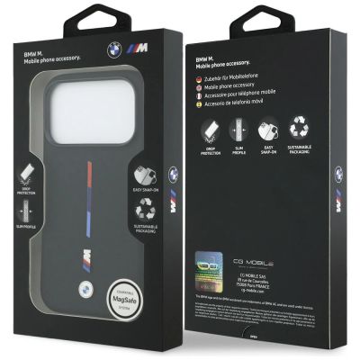 8. Etui BMW M Silicon Tricolor Line MagSafe na iPhone 17 Pro - czarne