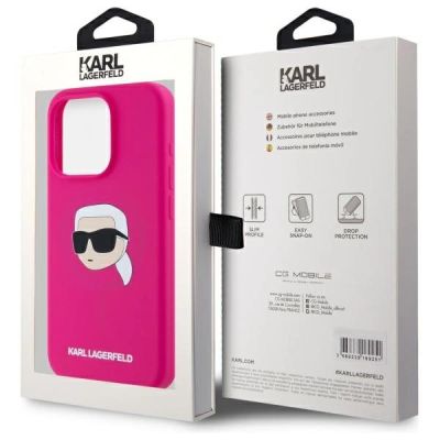 8. Etui Karl Lagerfeld Silicone Karl Head Print MagSafe na iPhone 15  Pro 6.1" - fuksja