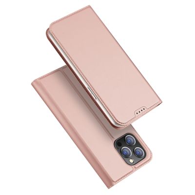 2. Etui do iPhone 15 Pro Max pokrowiec z klapką i portfelem Dux Ducis Skin Pro - różowe