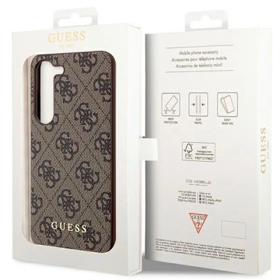 8. Etui Guess 4G Metal Gold Logo na Samsung Galaxy S23 - brązowe