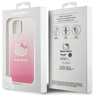 8. Etui Hello Kitty IML Gradient Electrop Kitty Head na iPhone 15 - różowe