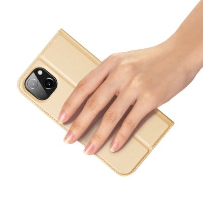 6. Dux Ducis Skin Pro kabura etui pokrowiec z klapką iPhone 14 Plus złoty