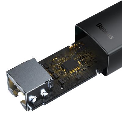 8. Baseus Lite Series zewnętrzna karta sieciowa USB Typ C - RJ-45 1Gbps (1000Mbps) czarny (WKQX000301)