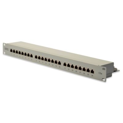 3. Digitus Panel krosowy (patch panel) 19'' 24x RJ45, LSA poziom, kat.5e, ekranowany, 1U, szary, prowadnica kabli