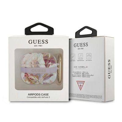 3. Etui Guess Flower Strap Collection na AirPods 3 cover - fioletowe