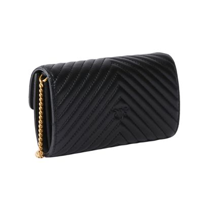 2. Portfel damski torebka Pinko Love Bag One Wallet Chevron Czarny - 100062A0GK-Z99Q