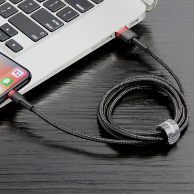 6. Kabel Baseus Cafule USB-A / Lightning 2A QC 3.0 3 m - czarno-czerwony