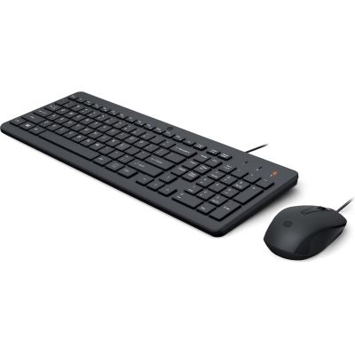 3. Zestaw klawiatura + mysz HP 150 Wired Mouse and Keyboard przewodowe czarne Niemiecki układ klawiszy 240J7AA#ABD