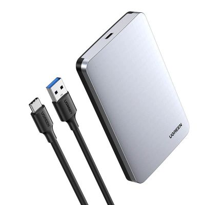 Kieszeń Ugreen CM300 70498 na dysk twardy 2,5'' SATA 3.0 6Gbps - szary + kabel USB-C - USB-A 0.5m