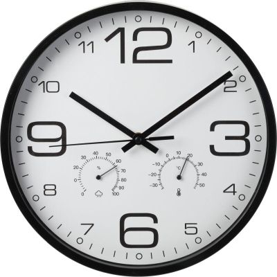 5. ZEGAR ŚCIENNY 30CM Z TERMOMENTREM CZARNY