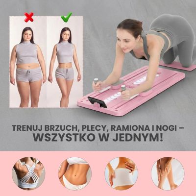 9. Extralink | Deska do pilatesu | różowa, reformer do ćwiczeń brzucha, pompek