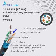Kabel sieciowy Extralink CAT6 FTP (F/UTP) V2 Zewnętrzny 50m