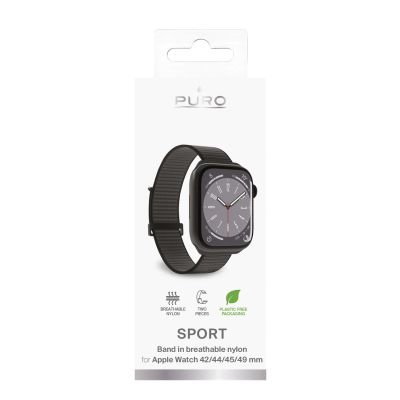 2. Pasek nylonowy Puro Sport do Apple Watch42 / 44 / 45 / 49 mm - czarny