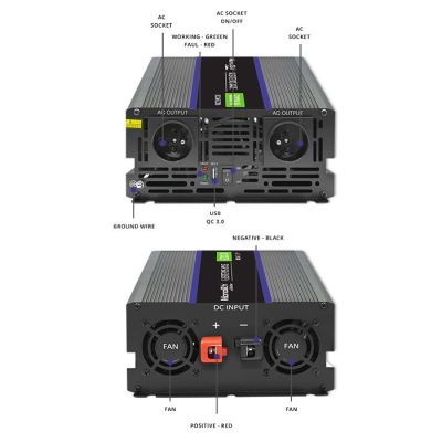 5. Qoltec Przetwornica napięcia Monolith 6000 MS Wave | 12V na 230V | 3000/6000W | USB